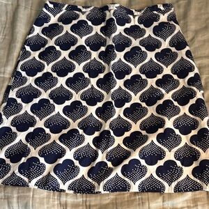 Boden Navy and White Patterned Women's Skirt 10R